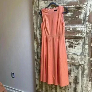 Donna Karen Dress, size 8, midi length, A-line, gorgeous on; tangerine